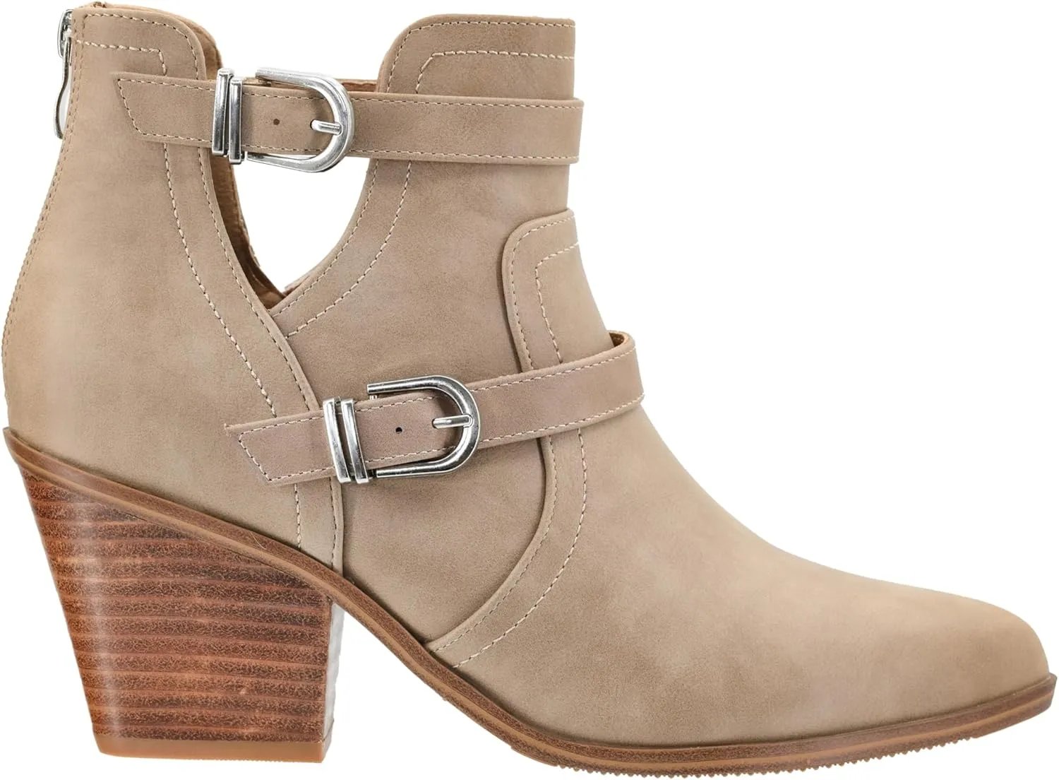 Corkys Footwear Girls Night 2.75-Inch Stacked Heel Booties with Memory Foam Insoles, Back Zipper, Chic Buckle Details, and Pointed Toe Design – Stylish and Comfortable