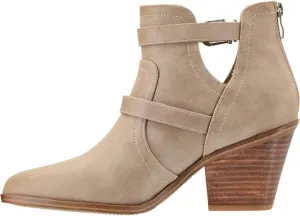 Corkys Footwear Girls Night 2.75-Inch Stacked Heel Booties with Memory Foam Insoles, Back Zipper, Chic Buckle Details, and Pointed Toe Design – Stylish and Comfortable