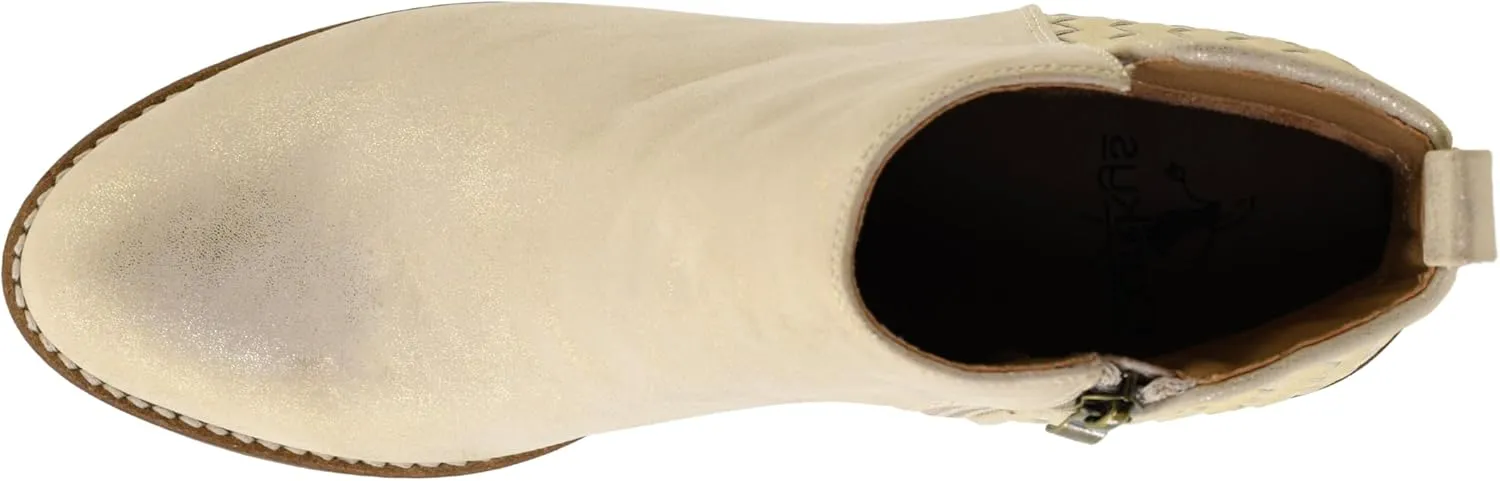 Corkys Footwear Half N Half 2-Inch Stacked Heel Booties, Full Inside Zip, Unique Woven Texture, Memory Foam Insoles