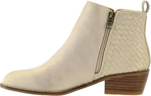 Corkys Footwear Half N Half 2-Inch Stacked Heel Booties, Full Inside Zip, Unique Woven Texture, Memory Foam Insoles
