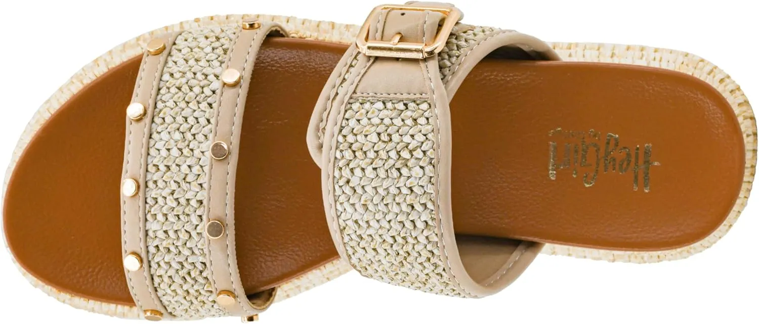 Corkys Footwear Women's Walk Of Shame Sandals - Comfortable 1.5-inch Platform and a Soft Insole Designed for All-Day Wear, Two Chic Straps and Raffia Wrapped Outsole