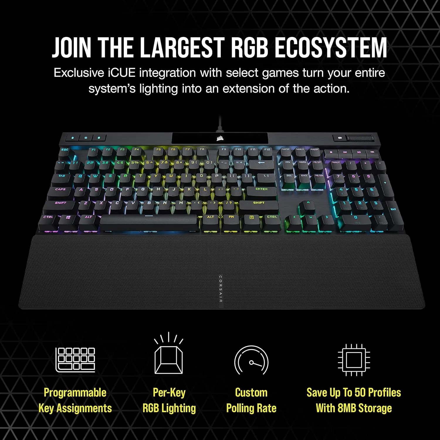 Corsair K70 RGB PRO Mechanical Wired Gaming Keyboard – Cherry MX Brown Tactile Switches – 8,000hz Hyper-Polling – PBT Double-Shot Keycaps – iCUE Compatible – PC, Mac, Xbox – QWERTY NA – Black