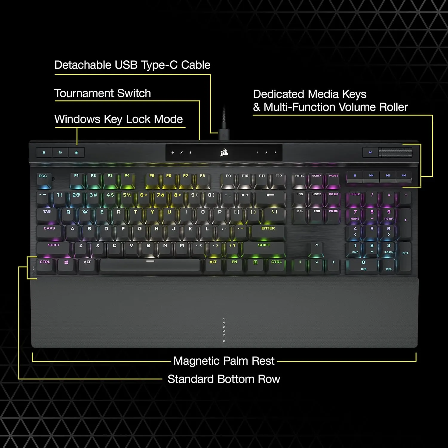Corsair K70 RGB PRO Mechanical Wired Gaming Keyboard – Cherry MX Brown Tactile Switches – 8,000hz Hyper-Polling – PBT Double-Shot Keycaps – iCUE Compatible – PC, Mac, Xbox – QWERTY NA – Black