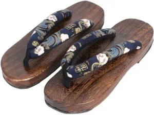 Couples Clogs Slippers,Japanese Traditional Clogs Geta Sandals,Flip-flops Flat Sole Female Sandals Anti- skid Fashion Summer Beach Footwear for Women Girls