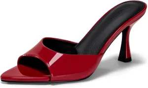 Coutgo Womens Heeled Mules Pointed Peep Toe High Heels Slip On Backless Mule Sandals Dress Shoes