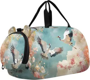 Crane Blossom Flight Youth Sports Duffel Bag with Ventilated Shoe Compartment|All-Season Lightweight Travel Gym Bag for Girls & Boys|Water-Resistant Gear Bag