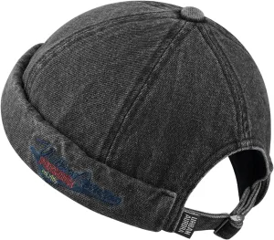 Croogo Denim Docker Hat Fashion Brimless Beanie Hat Retro Worker Skull Cap Rolled Cuff Sailor Cap Hip Hop Dancing Watch Cap