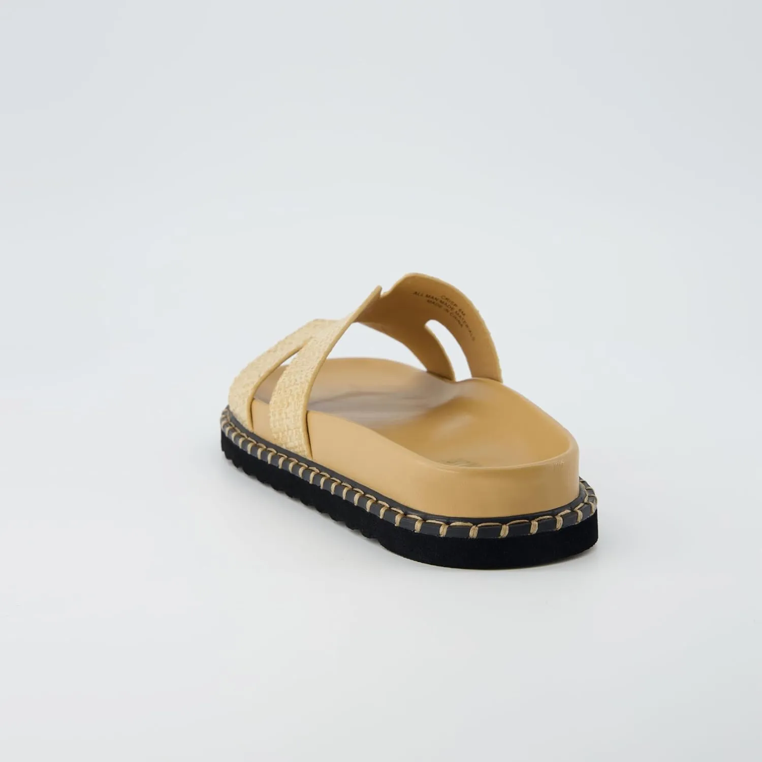 CUSHIONAIRE Crisp Women’s Slide Sandal – Faux Leather Cutout Slip-On with Artisan Stitching & Memory Foam, Wide Widths Available