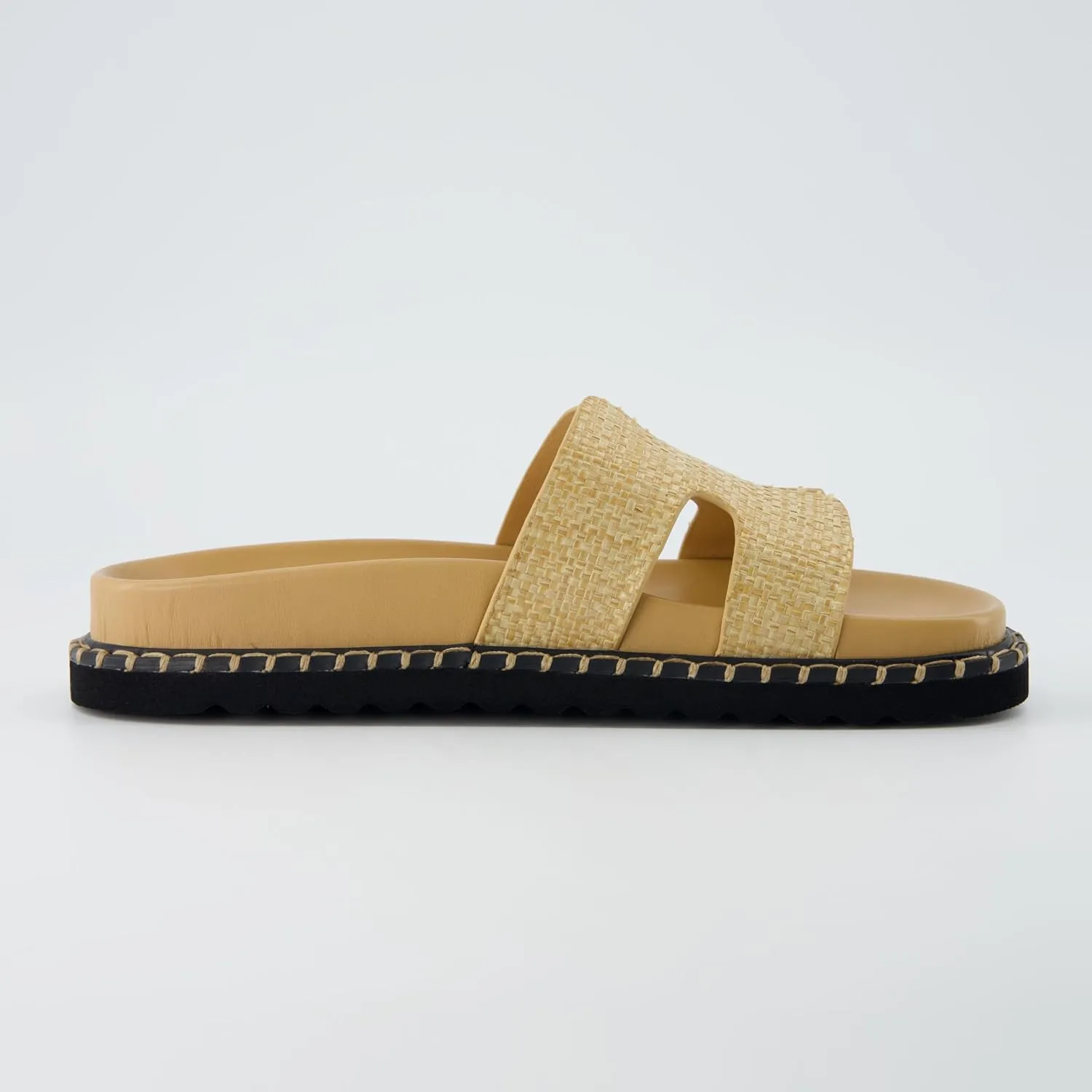 CUSHIONAIRE Crisp Women’s Slide Sandal – Faux Leather Cutout Slip-On with Artisan Stitching & Memory Foam, Wide Widths Available