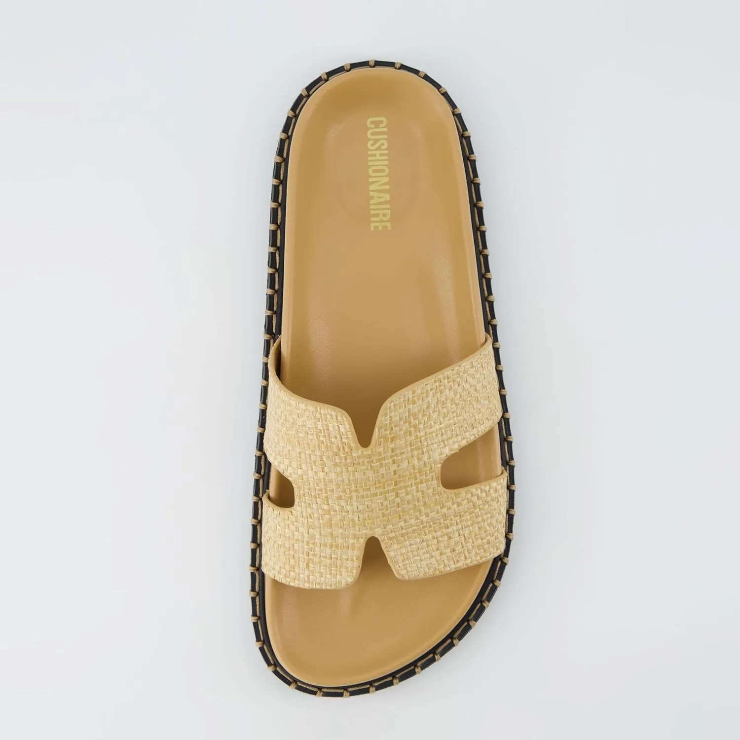 CUSHIONAIRE Crisp Women’s Slide Sandal – Faux Leather Cutout Slip-On with Artisan Stitching & Memory Foam, Wide Widths Available