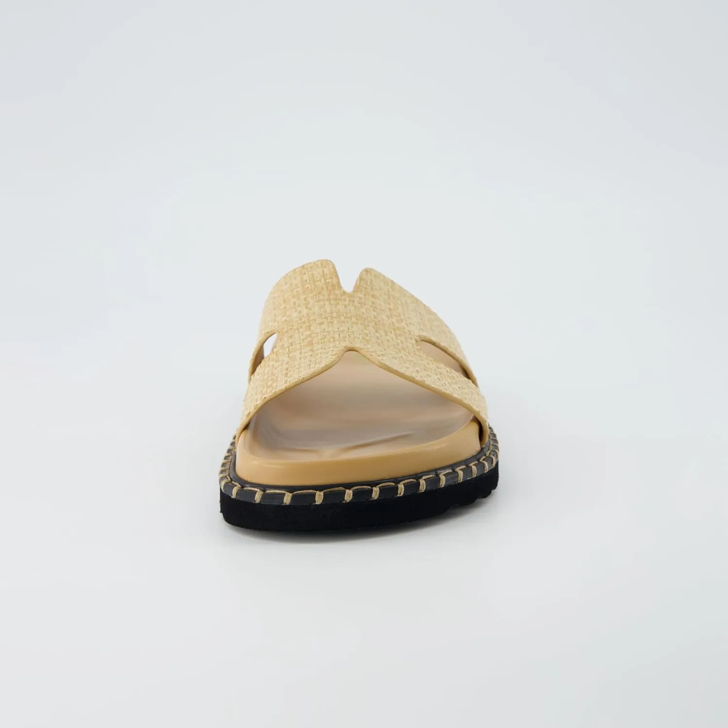 CUSHIONAIRE Crisp Women’s Slide Sandal – Faux Leather Cutout Slip-On with Artisan Stitching & Memory Foam, Wide Widths Available