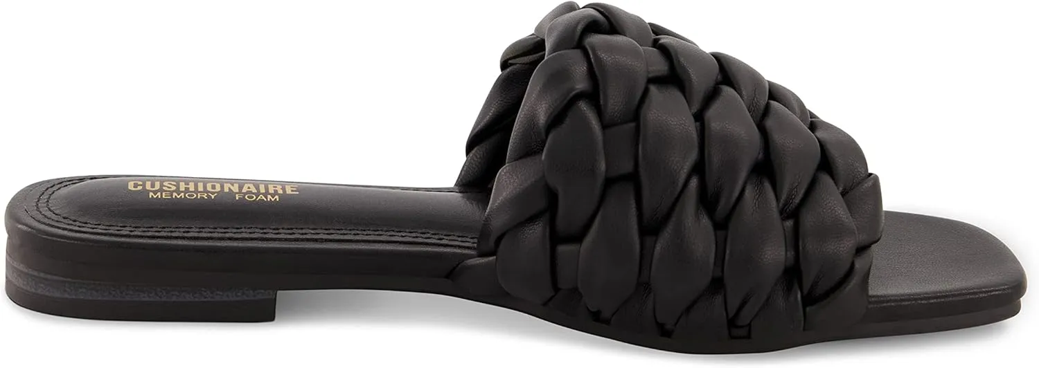 CUSHIONAIRE Women's Aramis woven slide sandal  Memory Foam, Wide Widths Available