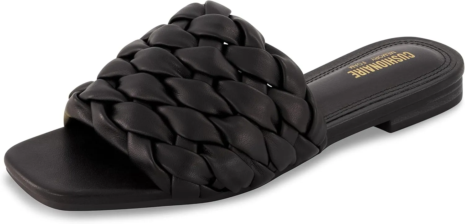 CUSHIONAIRE Women's Aramis woven slide sandal  Memory Foam, Wide Widths Available