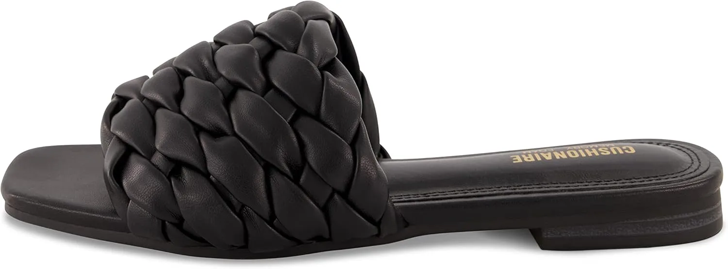CUSHIONAIRE Women's Aramis woven slide sandal  Memory Foam, Wide Widths Available