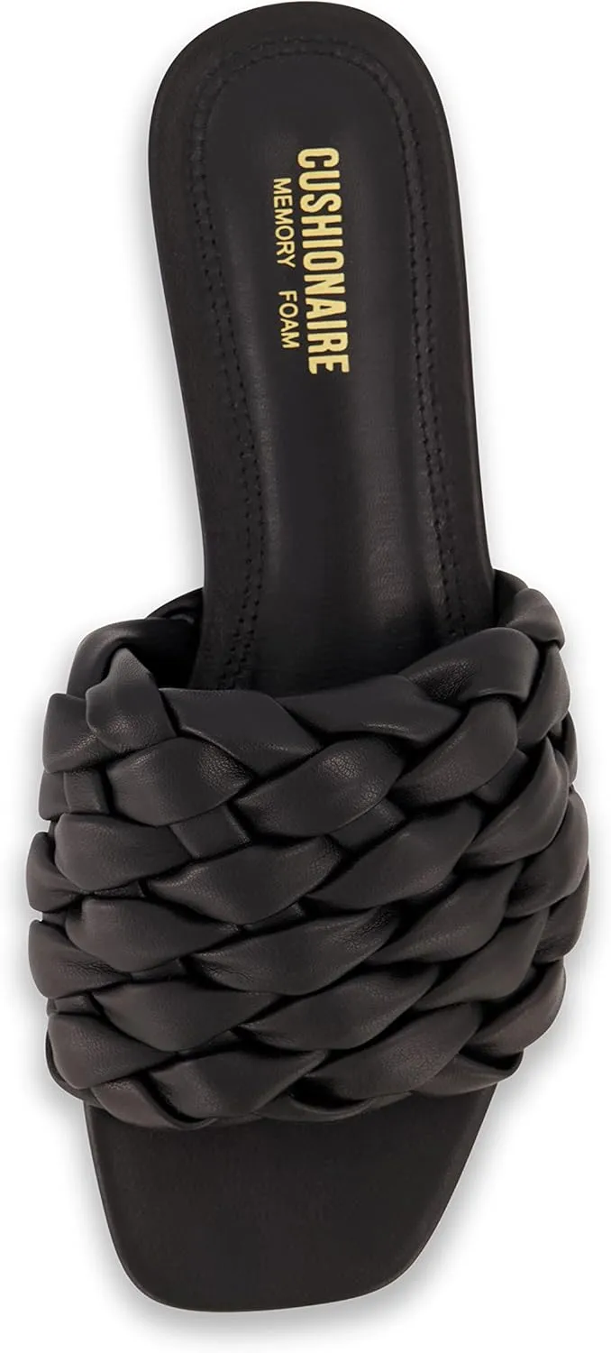 CUSHIONAIRE Women's Aramis woven slide sandal  Memory Foam, Wide Widths Available