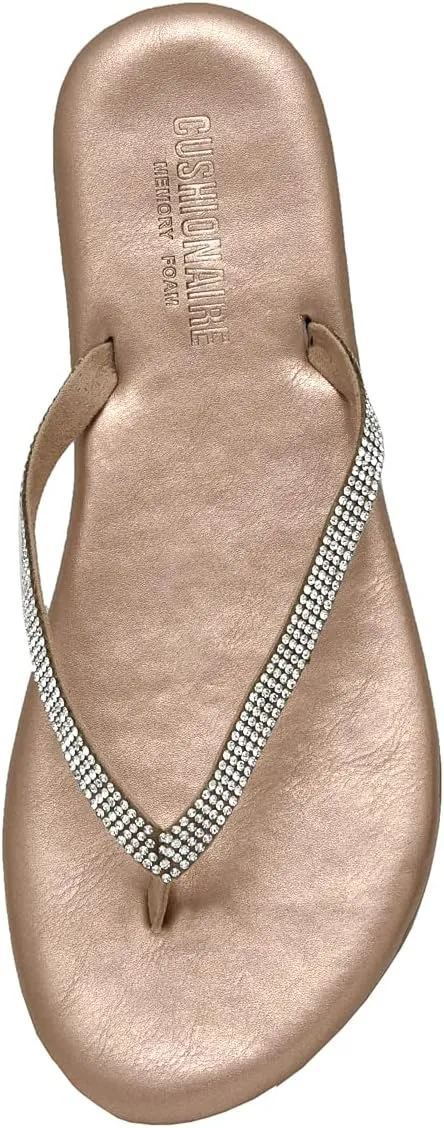 CUSHIONAIRE Women's Ciara Jeweled Flip Flop Sandal with Memory Foam