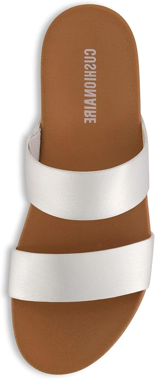CUSHIONAIRE Women's Josie 2 band slide footbed sandal  Comfort Foam