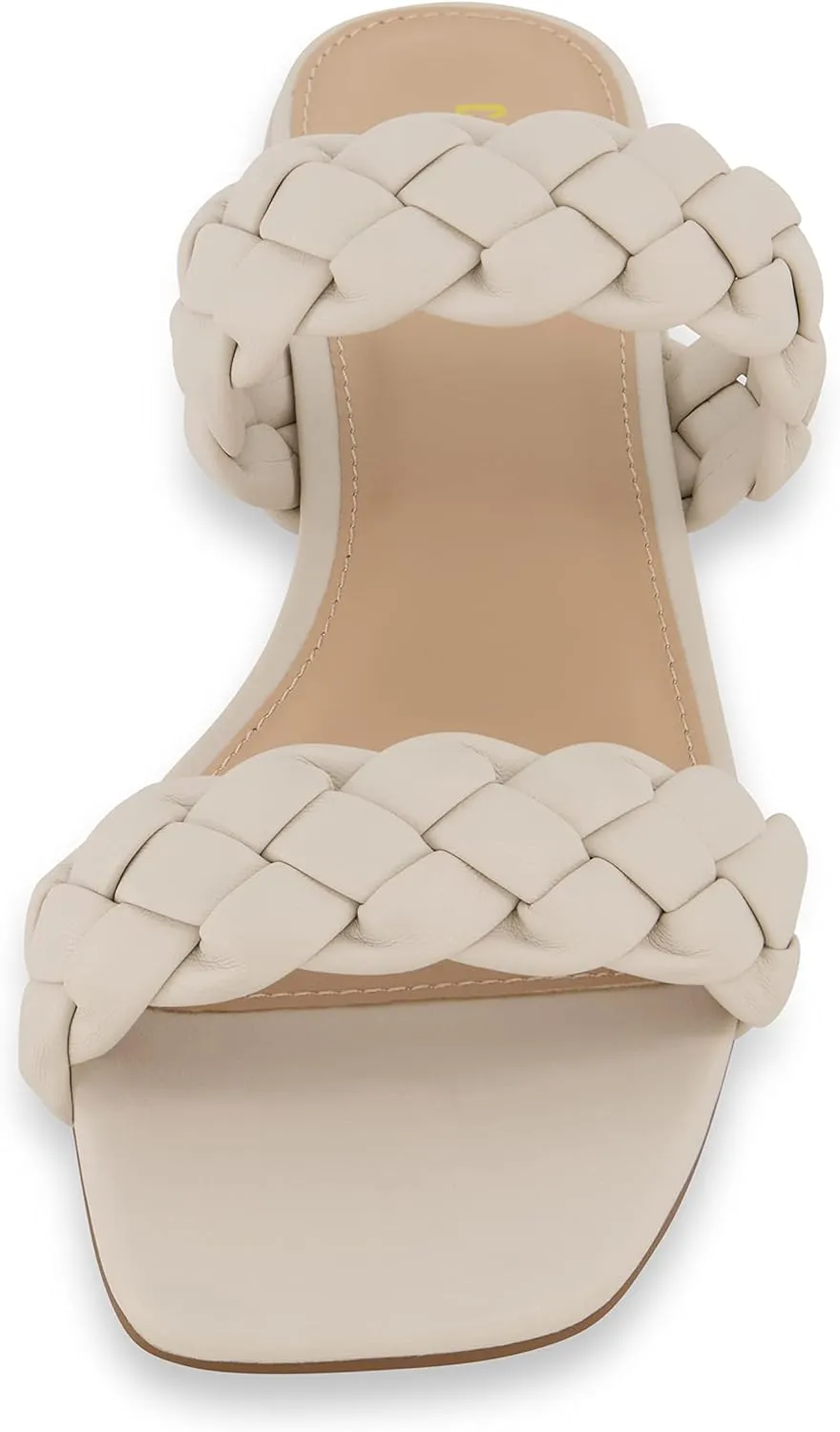 CUSHIONAIRE Women's Nan two band braided low block heel slide sandal  Memory Foam and Wide Widths Available