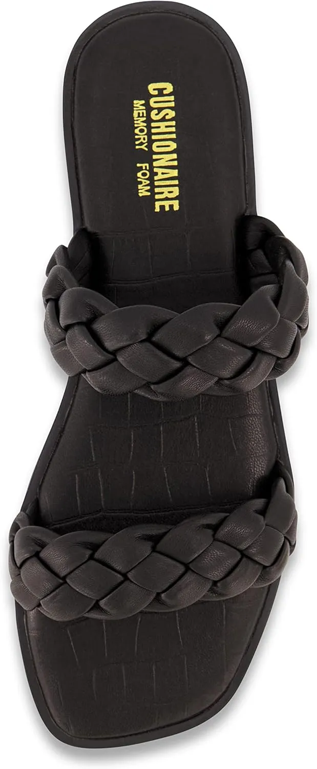 CUSHIONAIRE Women's Vicki braided slide sandal  Memory Foam, Wide Widths Available