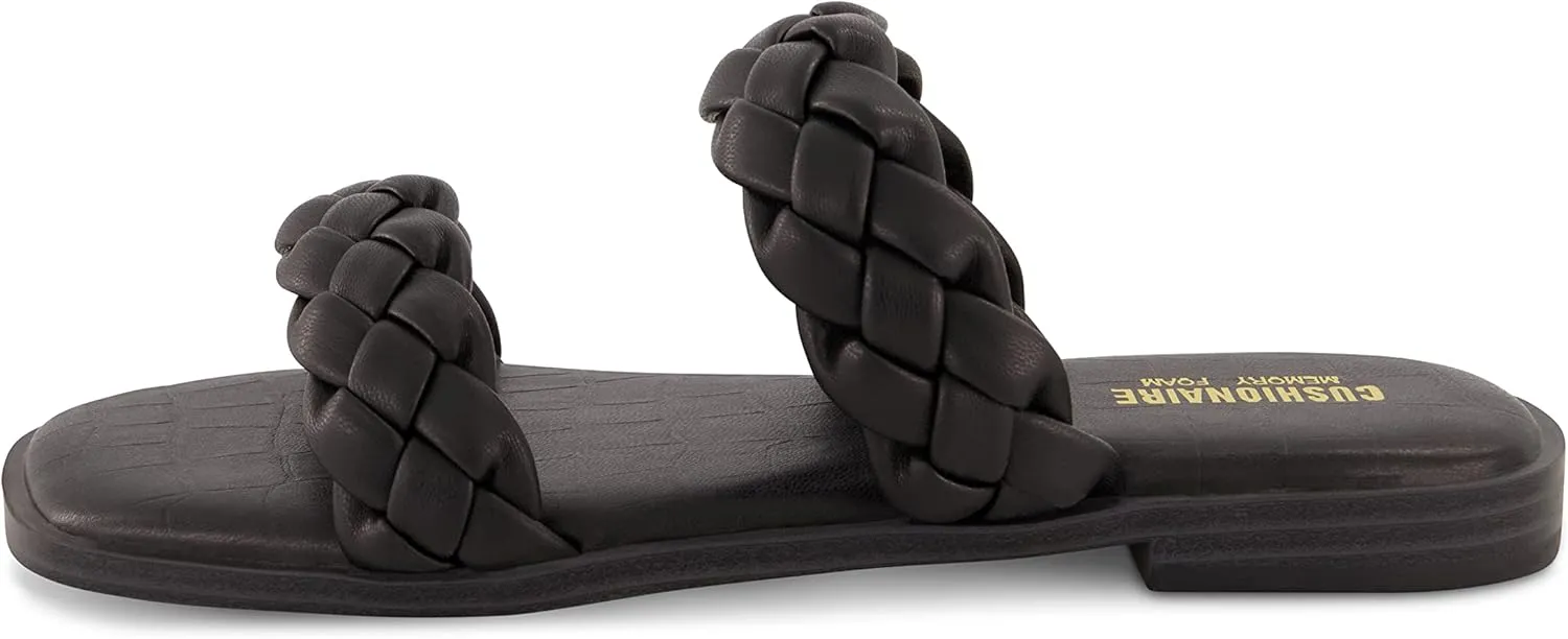 CUSHIONAIRE Women's Vicki braided slide sandal  Memory Foam, Wide Widths Available