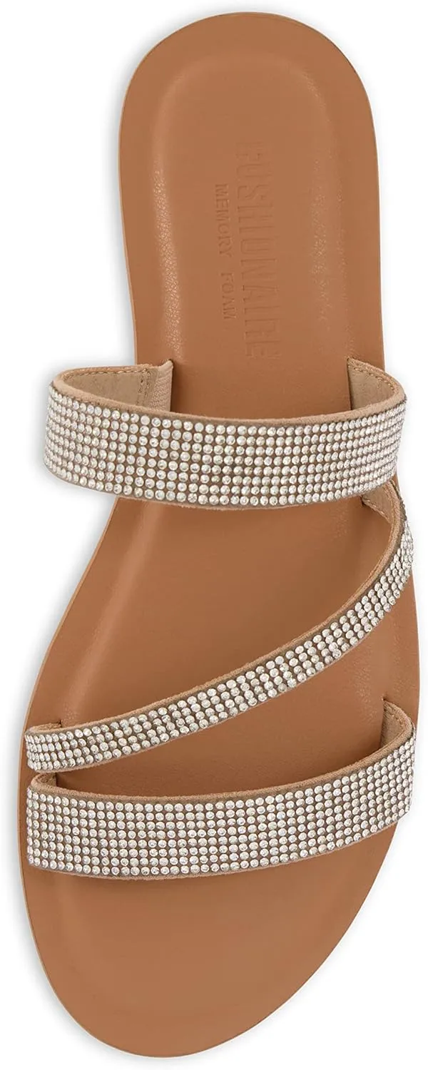 CUSHIONAIRE Women's Vienna Rhinestone slide sandal  Memory Foam