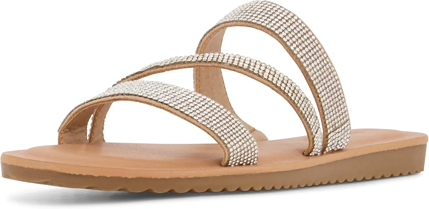 CUSHIONAIRE Women's Vienna Rhinestone slide sandal  Memory Foam