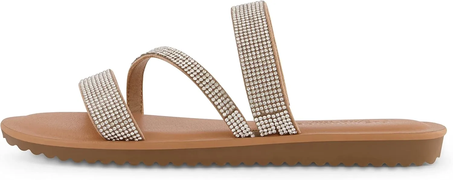 CUSHIONAIRE Women's Vienna Rhinestone slide sandal  Memory Foam