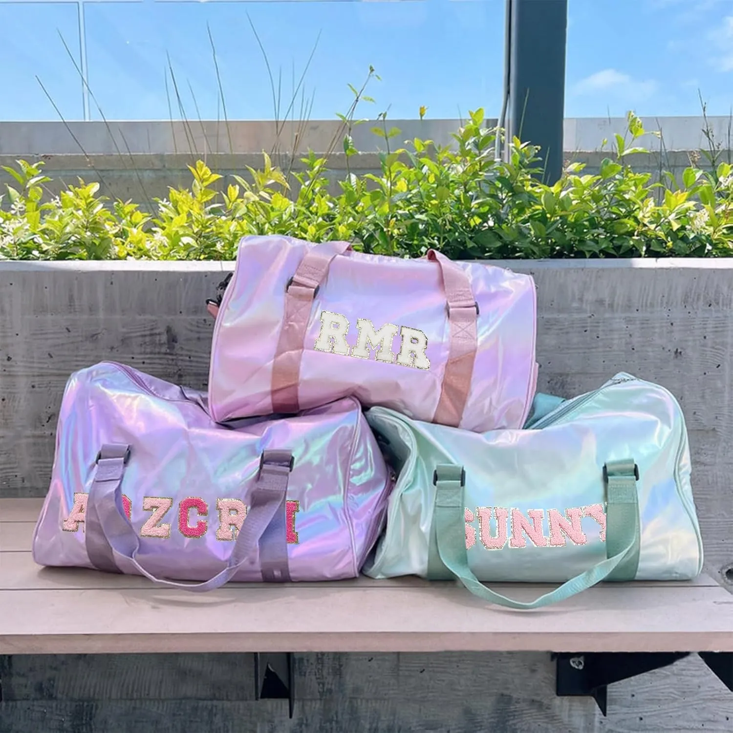 Custom Dance Bag for Girls with Sew Chenille Letter Name, Personalised Sport Duffle Bag for Gym Ballet with Wet Dry Pockets&Shoe Compartment, Travel Duffel Bag,Overnight Bag, Bridesmaid Gift,Birthday