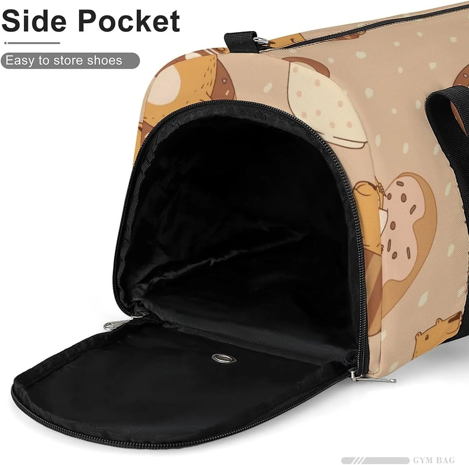 Cute Capybara in Cups on Dots Fitness Large Gym Bag for Unisex with Shoe Compartment & Wet Pocket