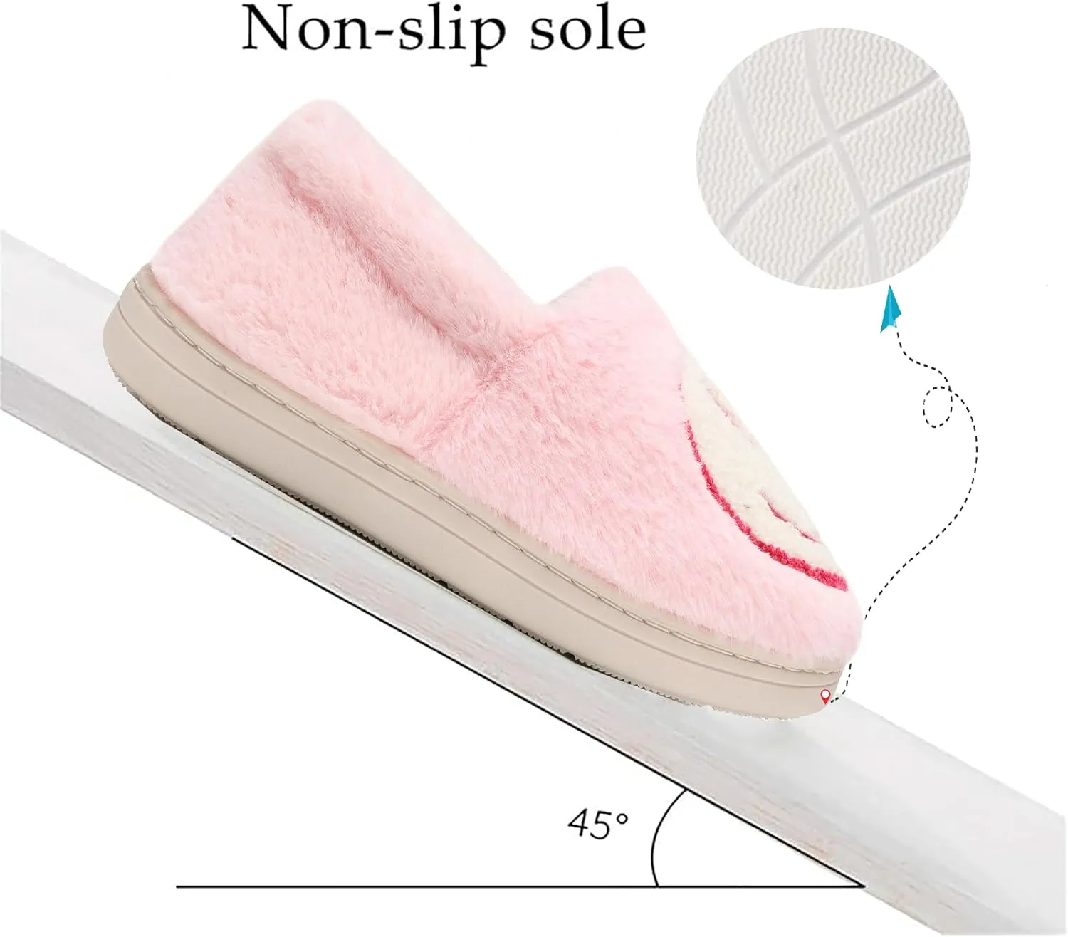 Cute Smile Face Slippers for Girls Boys,Soft Plush Non-Slip House Kids Slippers with Memory Foam Warm Cartoon Happy face Shoes for Indoor Outdoor