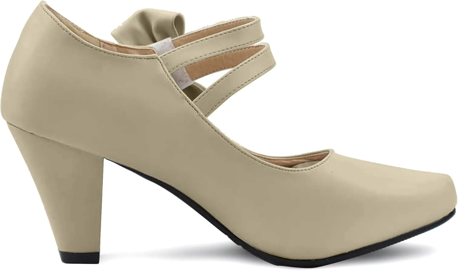 Cute Women's Mary Janes Block Chunky Heels Chic Ankle Strap Pumps Bow Closed Toe Comfort Shoes with Hook Loop