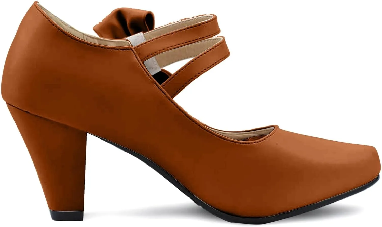 Cute Women's Mary Janes Block Chunky Heels Chic Ankle Strap Pumps Bow Closed Toe Comfort Shoes with Hook Loop