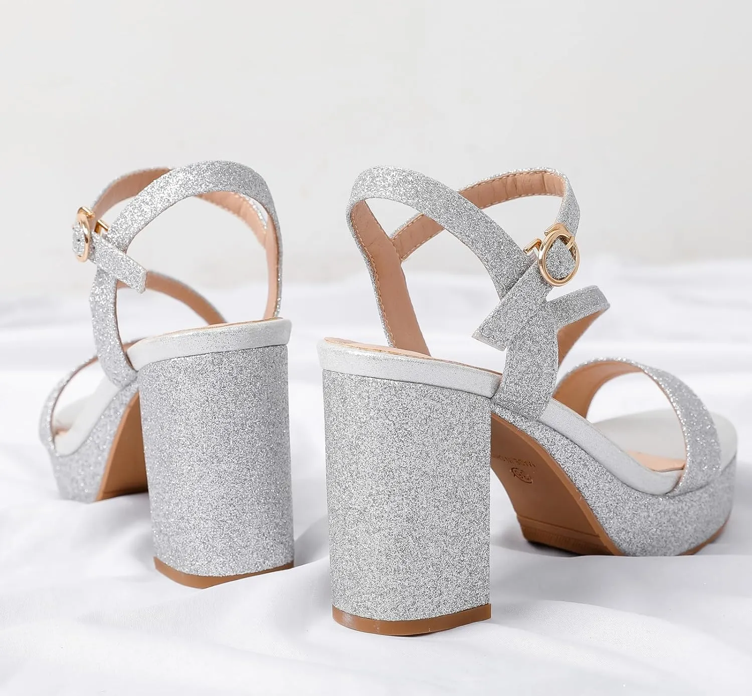 DADAWEN Platform Heels for Women High Block Chunky Open Toe Ankle Strap Heeled Sandals Wedding Party Evening Prom Dance Dress Pump Sandals Shoes