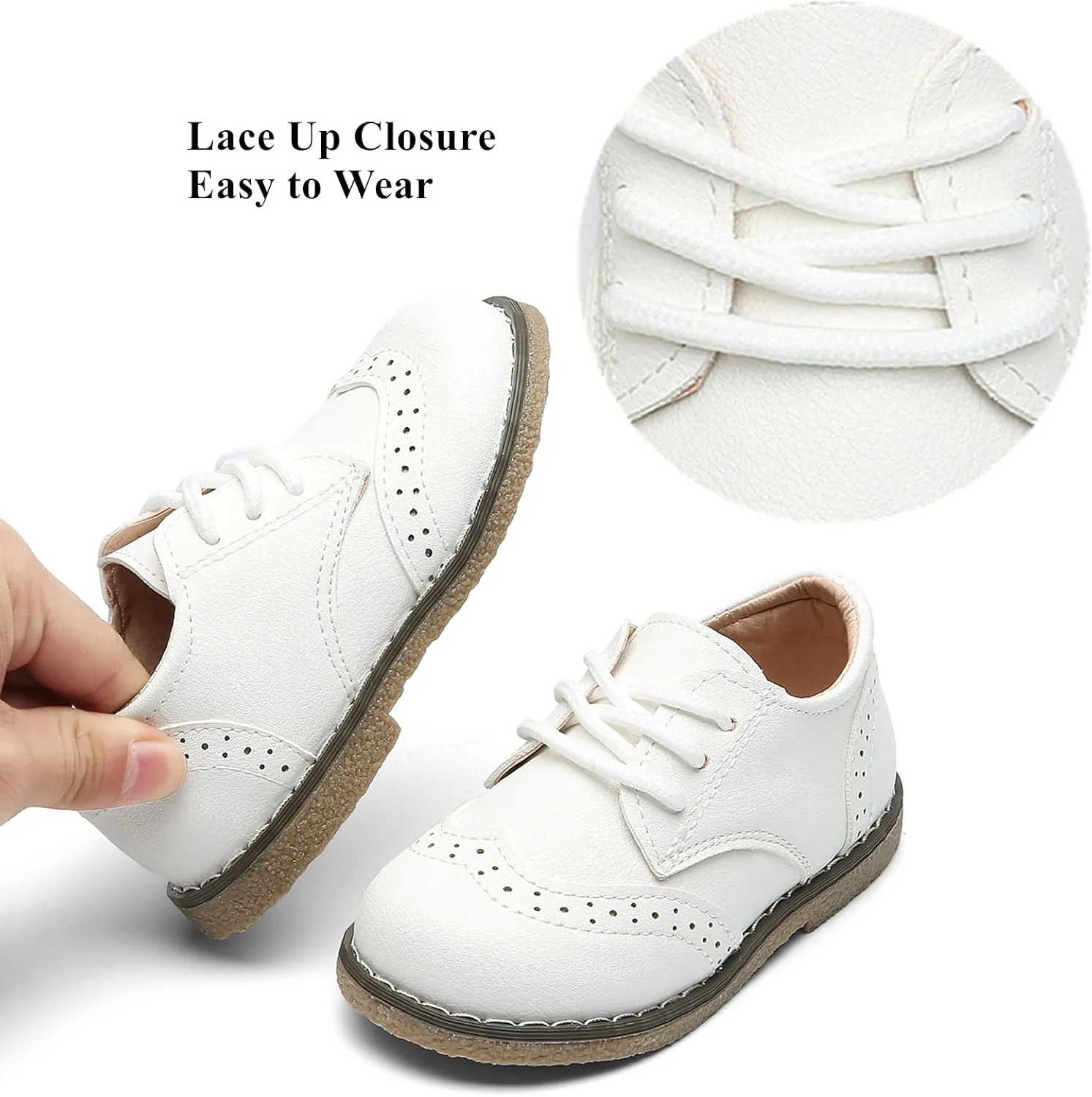 DADAWEN Toddler Boys Girls Dress Shoes Comfort Oxford Shoes Wedding Church Dress Shoes Lace Up School Uniform Loafer Flats (Toddler/Little Kid)