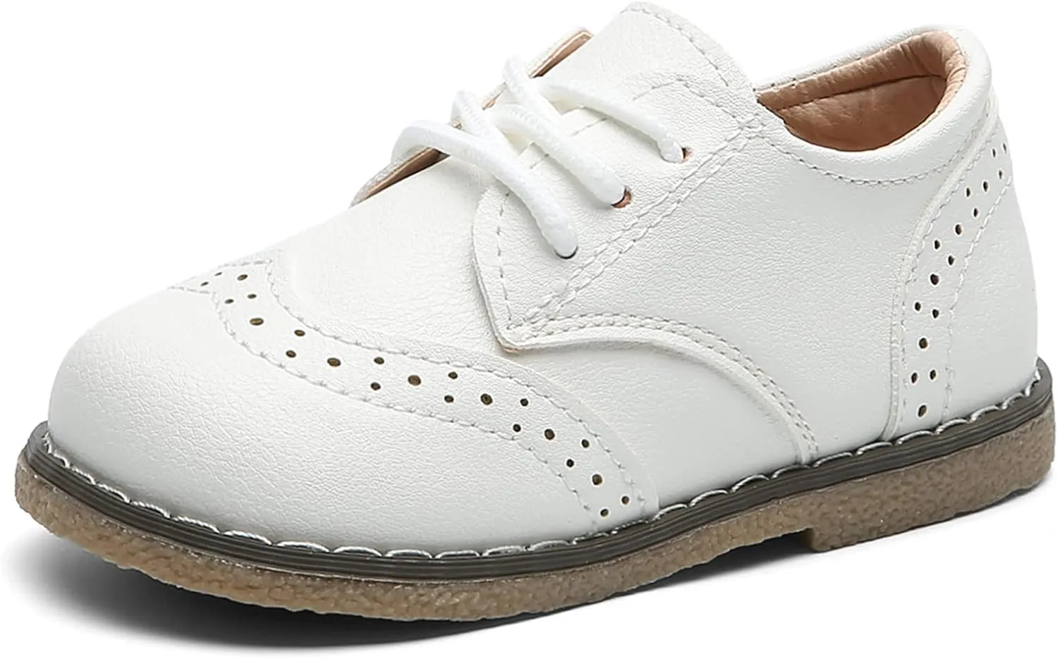 DADAWEN Toddler Boys Girls Dress Shoes Comfort Oxford Shoes Wedding Church Dress Shoes Lace Up School Uniform Loafer Flats (Toddler/Little Kid)