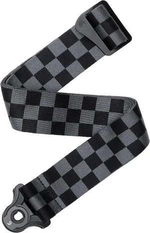 D'Addario Accessories D'Addario Auto Lock Guitar Strap, Checkerboard Black & Grey