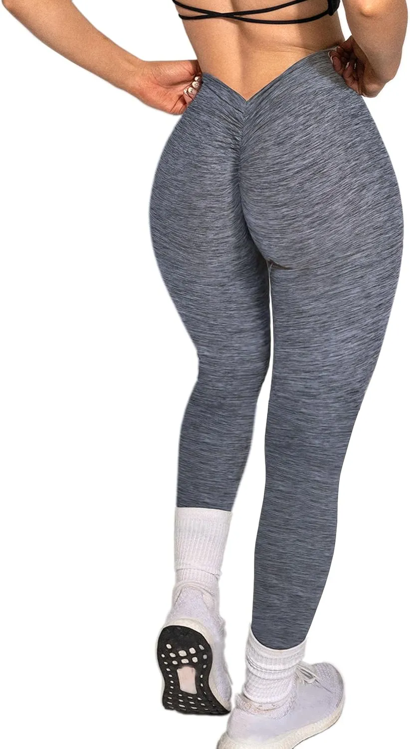Danysu V Back Scrunch Butt Leggings for Women Soft High Waisted Booty Tights Workout Gym Yoga Pants