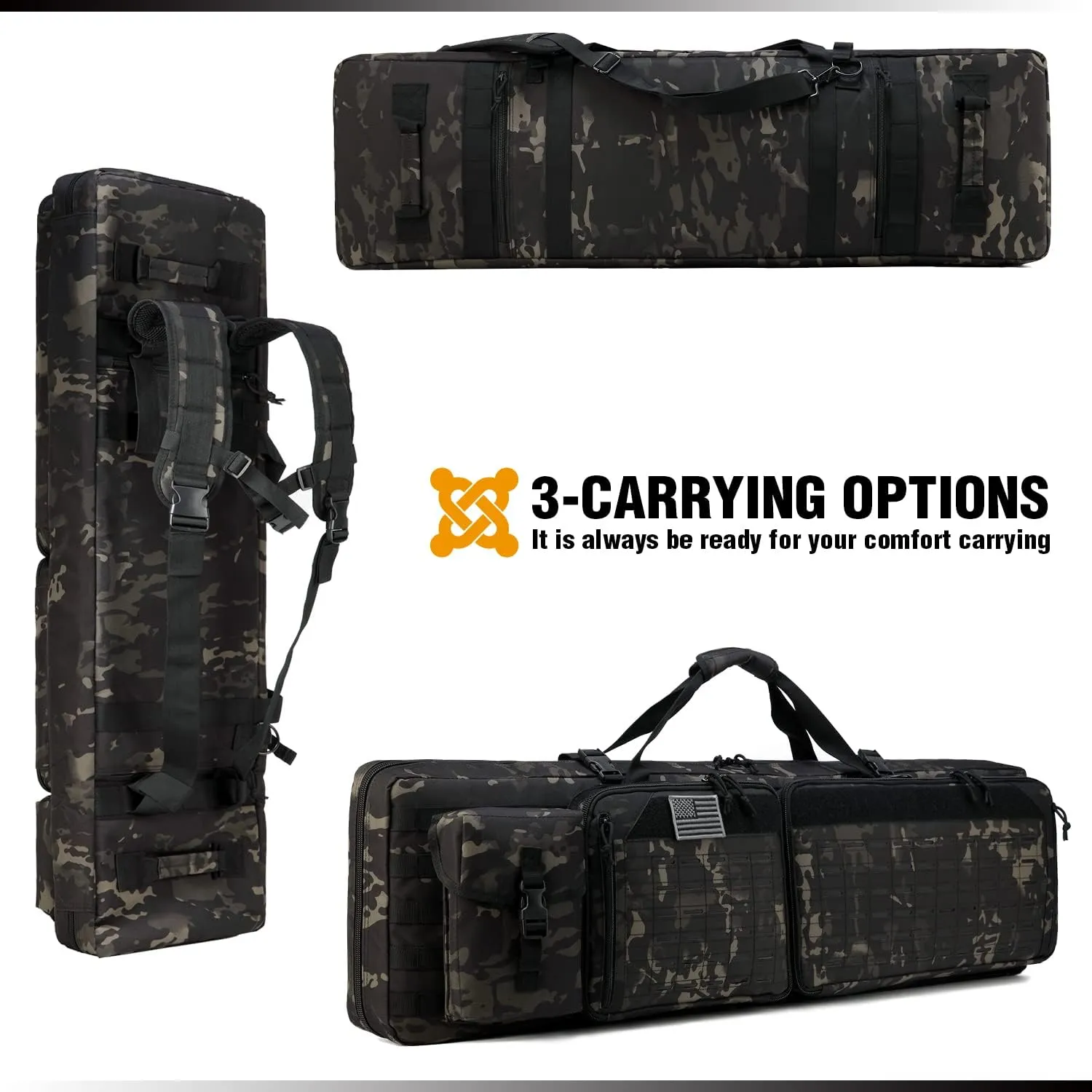 DBTAC Urban Classic Tactical Double Long Gun Bag Soft Rifle Case Pistol Transportation Case w/Backpack Strap for Range Shooting Outdoor Hunting | 32" 36" 42" 48"