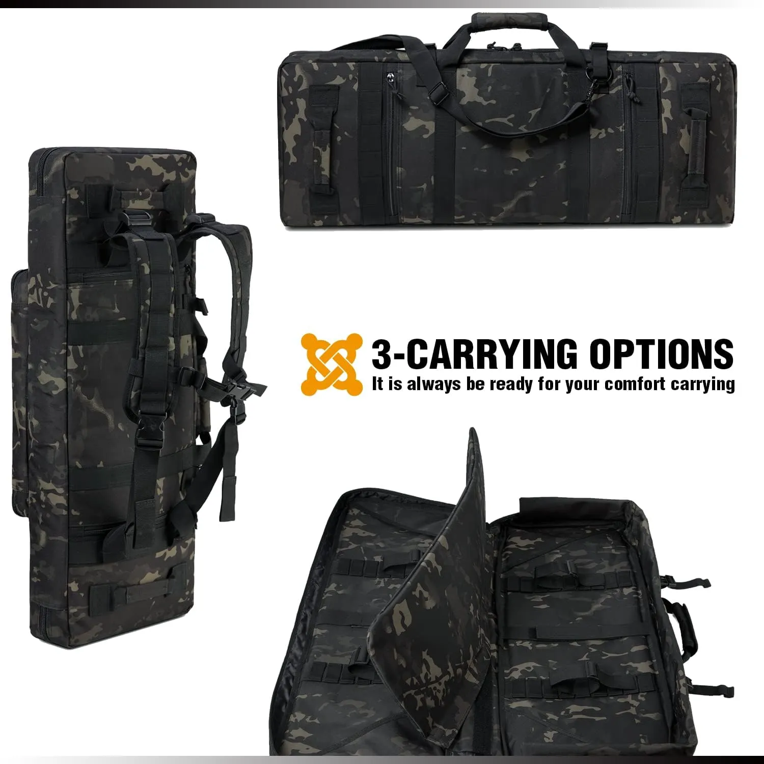 DBTAC Urban Classic Tactical Double Long Gun Bag Soft Rifle Case Pistol Transportation Case w/Backpack Strap for Range Shooting Outdoor Hunting | 32" 36" 42" 48"