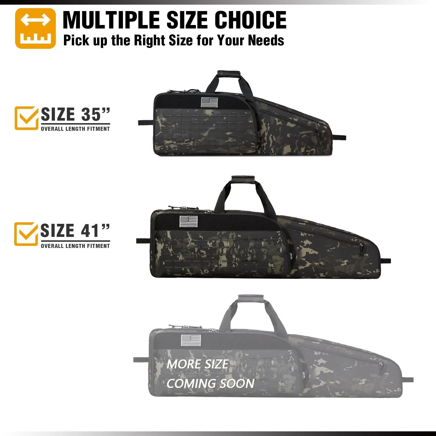 DBTAC Urban Classic Tactical Single Scoped Long Gun Bag Soft Rifle Case for Shooting Range Outdoor Hunting | US Flag Patch   Universal Gun Holder Included | 35" 41"