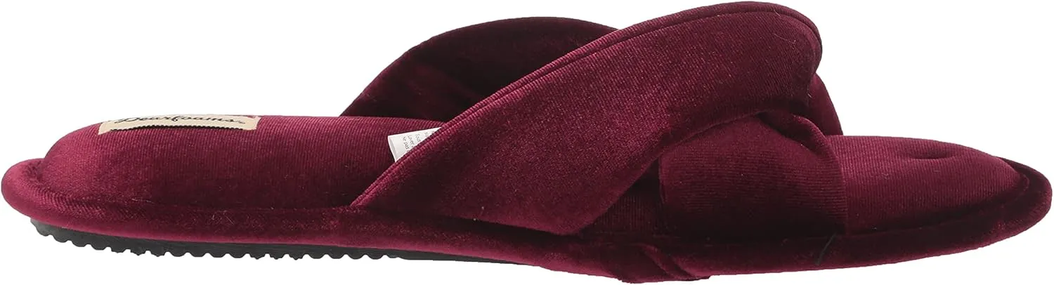 Dearfoams Women's Jules Shiny Velour Twist Vamp Slide Slipper