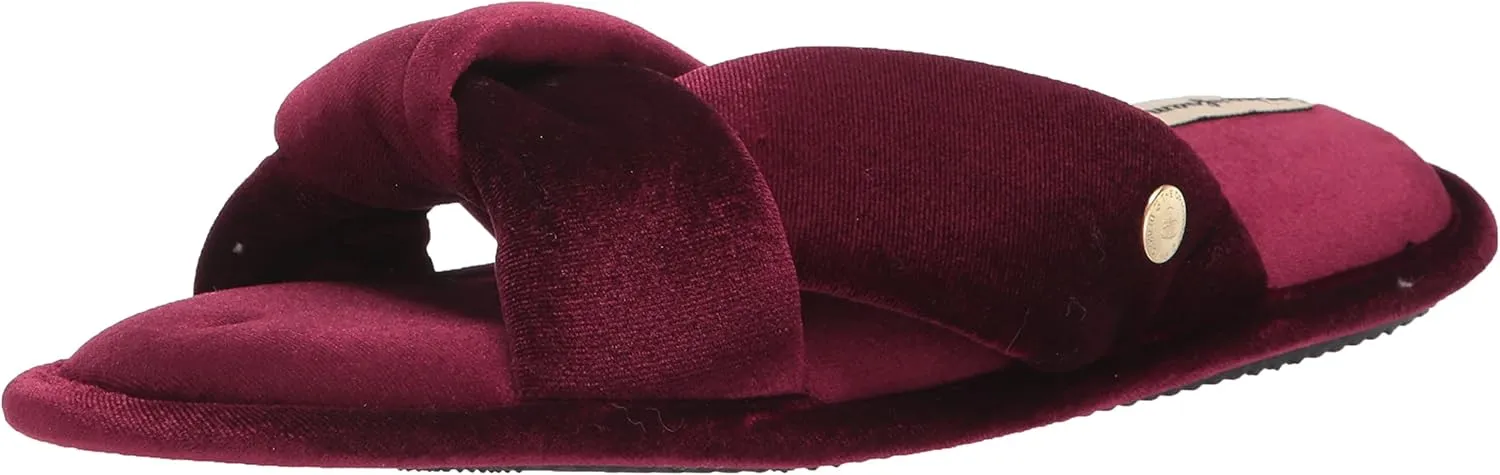 Dearfoams Women's Jules Shiny Velour Twist Vamp Slide Slipper