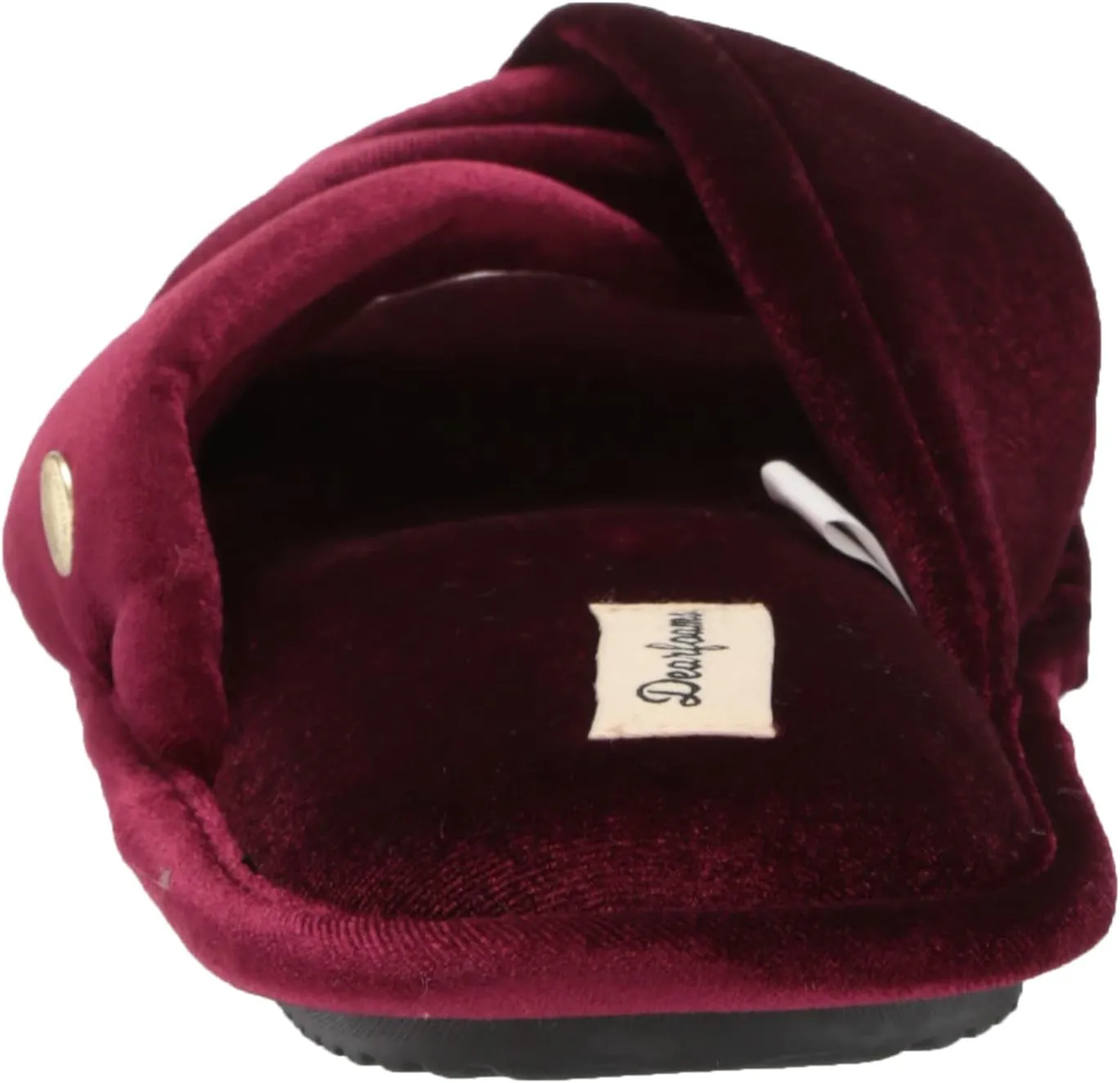 Dearfoams Women's Jules Shiny Velour Twist Vamp Slide Slipper