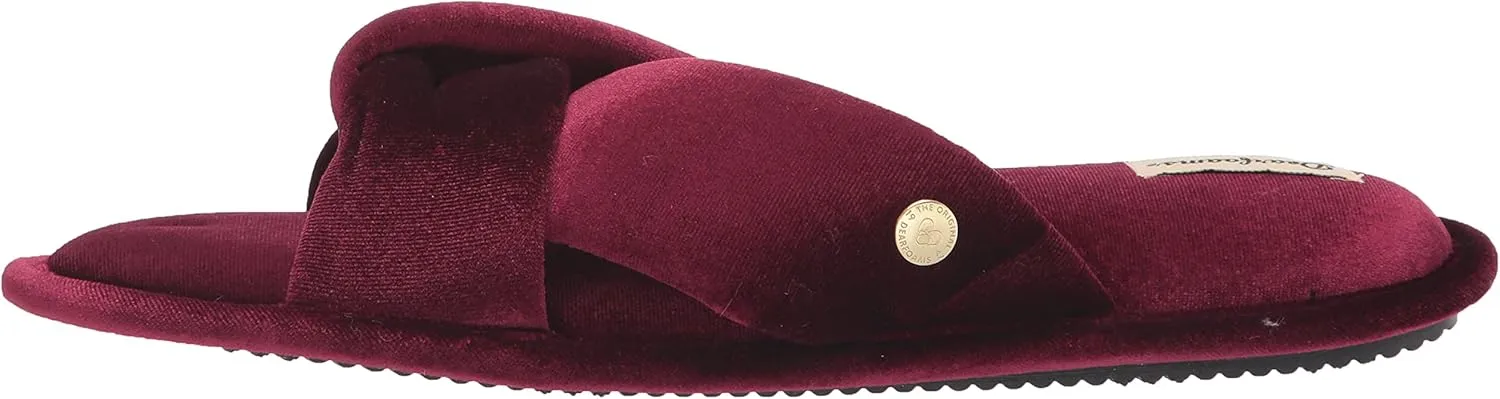 Dearfoams Women's Jules Shiny Velour Twist Vamp Slide Slipper
