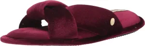 Dearfoams Women's Jules Shiny Velour Twist Vamp Slide Slipper