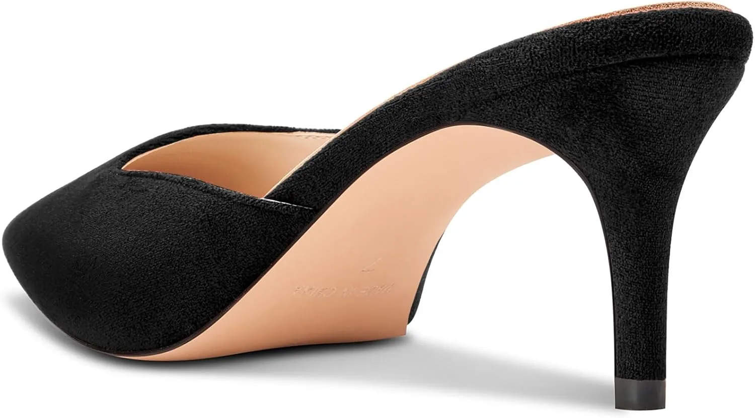 DearOnly Womens Pointed Toe Kitten Heel Mules Slip-on Stiletto Mid Heel Sandals Prom Dress Shoes 2.6 Inches Heels
