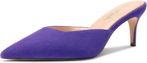DearOnly Womens Pointed Toe Kitten Heel Mules Slip-on Stiletto Mid Heel Sandals Prom Dress Shoes 2.6 Inches Heels