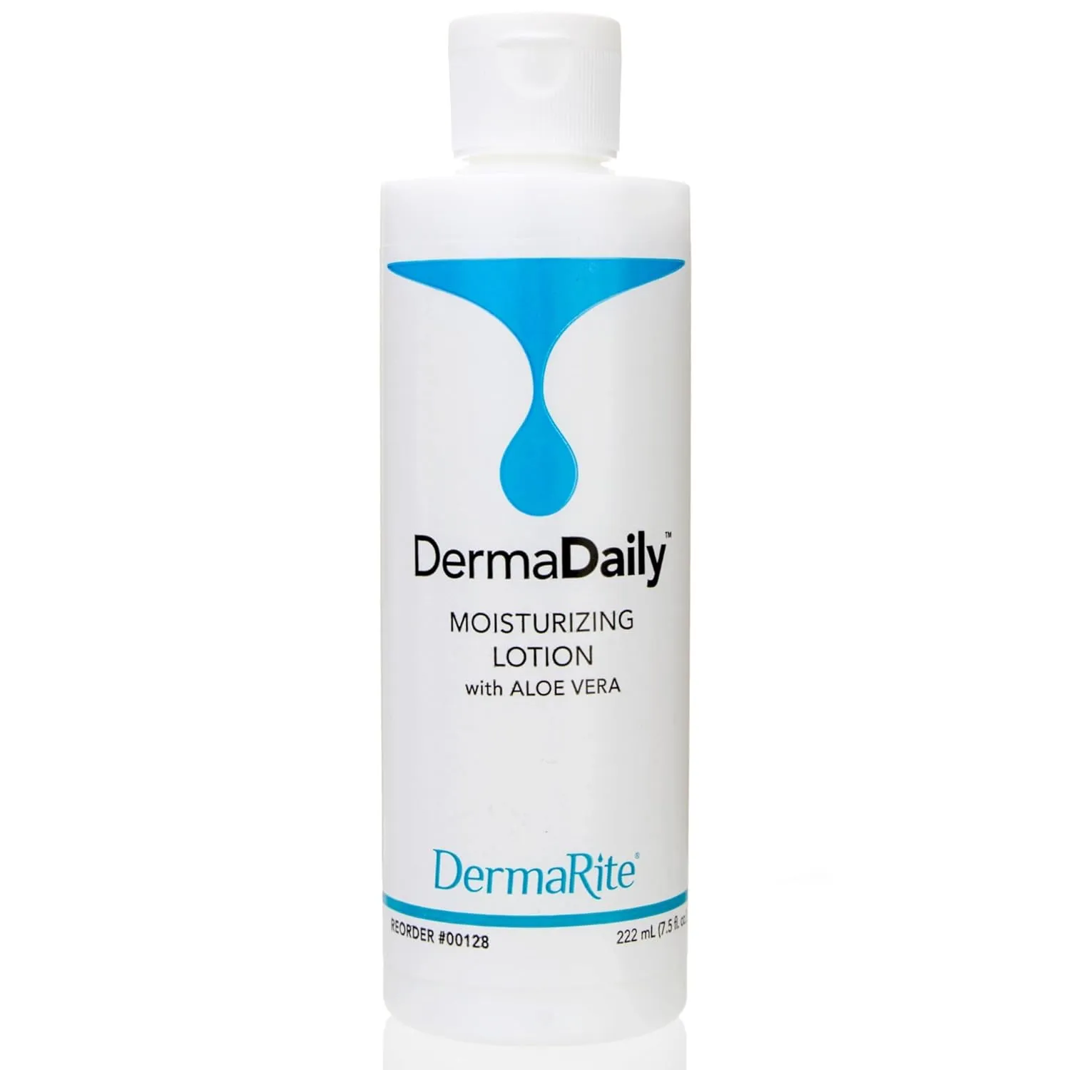 DermaRite's DermaDaily Moisturizing Lotion for Hand and Body - Daily Use Skin Moisturizer with Aloe Vera, Non-Greasy Formula - 7.5 oz. Bottle, 48 Count