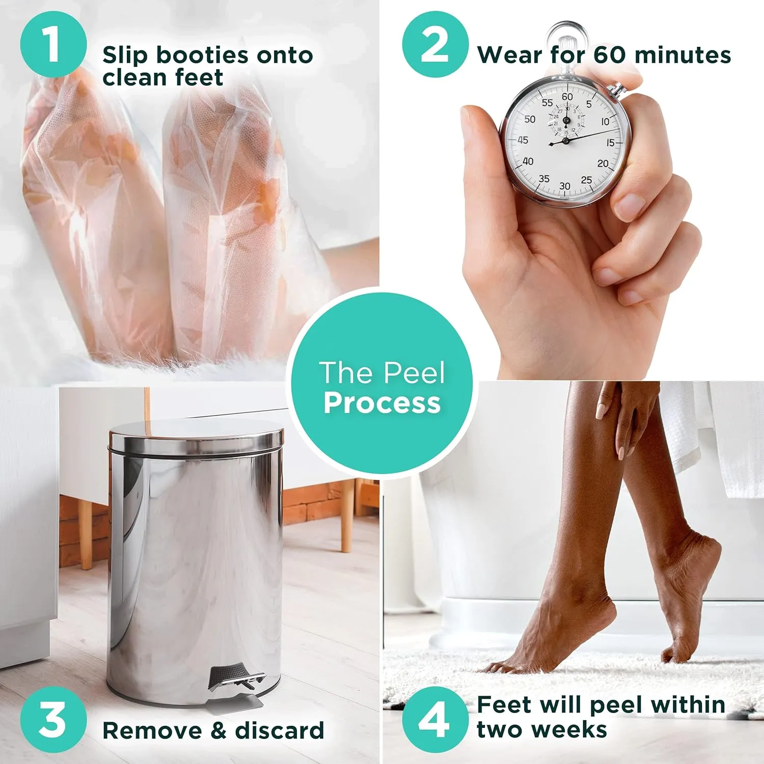 DERMORA Foot Peel Mask - 2 Pack of Regular Size Skin Exfoliating Foot Masks for Dry, Cracked Feet, Callus, Dead Skin Remover for Baby Soft Feet, Tea Tree Scent
