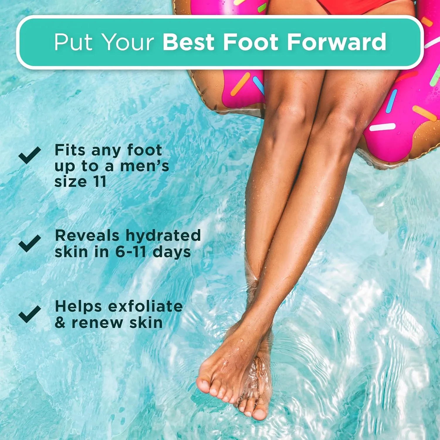 DERMORA Foot Peel Mask - 2 Pack of Regular Size Skin Exfoliating Foot Masks for Dry, Cracked Feet, Callus, Dead Skin Remover for Baby Soft Feet, Tea Tree Scent